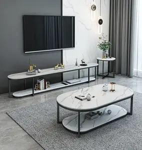 Mesa de centro de mármol escandinavo Combo pequeña sala de estar mesa de centro ovalada apartamento mesa de té Doble