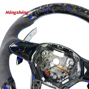 Volante de fibra de carbono forjado <span class=keywords><strong>azul</strong></span> con paletas de cambio compatible con Volkswagen Golf MK8 <span class=keywords><strong>GTI</strong></span> R GTD GTE 2019-2024 - Product Image 5