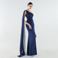 33703-S #   Nouvelle Robe de Soirée 2026 en Satin et Mousseline, Asymétrique, Coupe Sirène, Fente Haute, Grande Taille pour Femmes Rondes