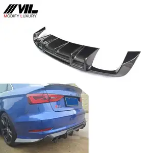 RS estilo fibra de carbono S3 difusor trasero labio para Audi A3 S3 2015Up