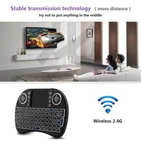Keyboard Mini Nirkabel 2.4G dengan Lampu Latar, Isi Ulang, 3 Warna, Remote Control untuk Android TV Box Gaming 3 Keyboard Gaming