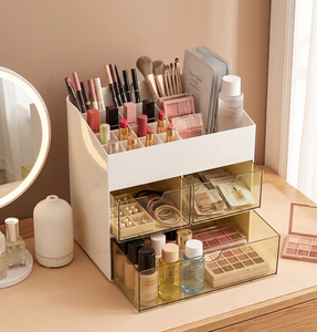XinHang Bulk Supply Retractable Drawer Makeup <strong>Storage</strong> Box Plastic Skincare Display Desk Organizer <strong>Chest</strong> <strong>With</strong> Brush <strong>Storage</strong> Tray - Product Image 5