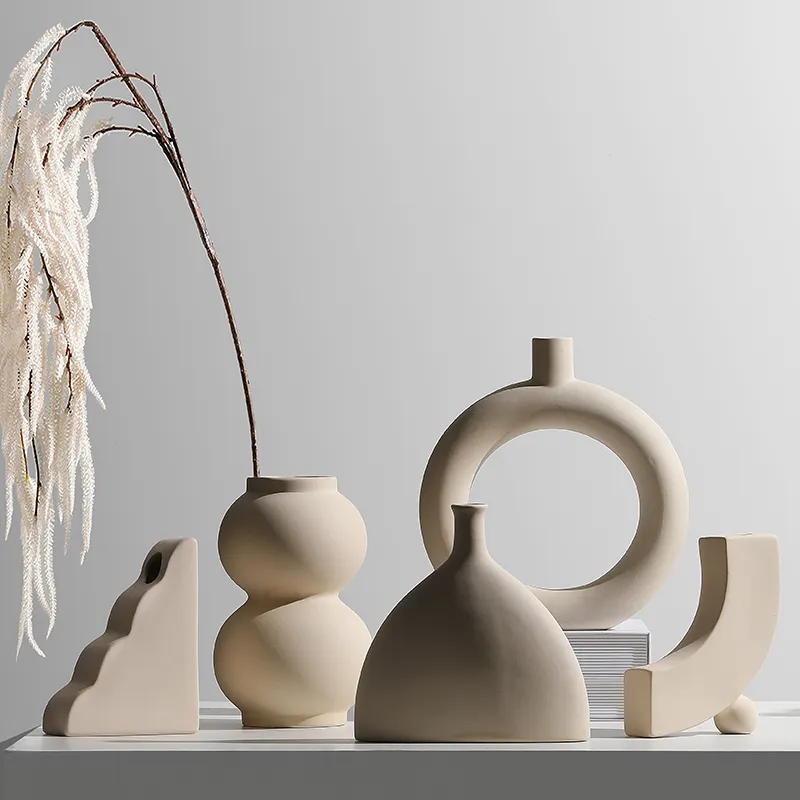 Высокое качество украшения оптовая продажа Nordic ваза керамическая белая уникальная Подарочная керамическая ваза для домашнего декора