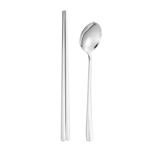 304 SS Korean Spoon & Chopsticks <b>Set</b>, Long Handle Dining Spoons for <b>Restaurant</b> Home Kitchen Tableware - Product Image 5