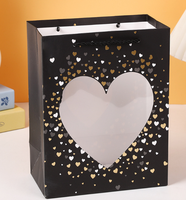 Valentijnsdag papieren tassen met hartjespatroon, cadeauzakjes met gouden folie, feestzakjes voor bruiloft, jubileum, verjaardag