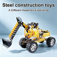 Kit de construction de bâtiments métalliques, jouets de construction STEM, 256 pièces, ensemble de blocs de véhicules d'ingénierie en métal pour enfants et adultes