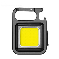 Senter LED Mini Portabel USB, lampu kerja dapat diisi ulang 800 Lumens terang gantungan kunci kecil lentera saku untuk luar ruangan