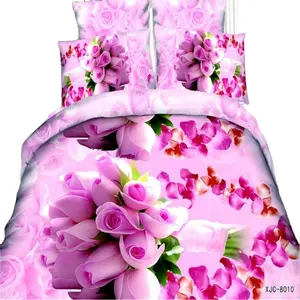 Juego de cama con estampado 3D de flores reactivas