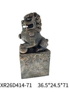 Figura de León Guardián MGO Pintada a Mano, con Base de Textura de Piedra, Decoración para el Hogar, Estilo Antiguo - Product Image 5