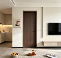 Porte en bois moderne minimaliste assemblée, certifiée UL et résistante au feu, idéale pour les villas et les chambres d'hôtel.