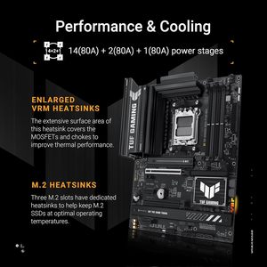 ASU TUF Gaming B850-PLUS WiFi <strong>Motherboard</strong> AM5 B850 <strong>ATX</strong> 14 2 1 80A Stages AI Ready DDR5 PCIe 5.0 3X M.2 Wi-Fi 7 2.5Gb LAN - Product Image 3