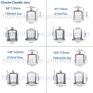 Großhandel Einzigartige klare Kerze Glas Glas Cloche Bell Shaped <span class=keywords><strong>Dome</strong></span> Home Dekoration Glas Glas Kerzenhalter mit einem Deckel - Product Image 3