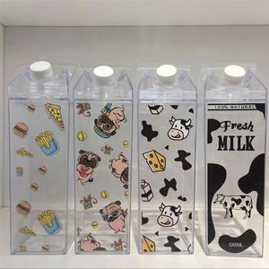 Transparent Square Double Wall <b>Clear</b> Plastic Acrylic Milk Carton Bottle 17Oz 34Oz Milk Carton Shaped Beverage Bottle - Product Image 3