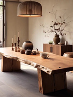 Table en bois massif de grande taille, style Wabi-Sabi, bureau de réunion antique, table à thé, salle à manger, hôtel, long bureau de négociation, assemblé