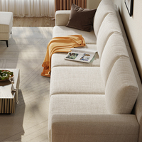 Canapés en forme de L de style minimaliste pour la maison, grands canapés en tissu crème avec coin salon, canapé en forme de L moderne pour salon