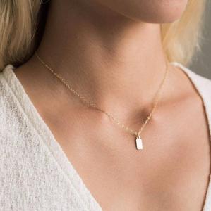 Inspire Bijoux Rectangle Personnalisé Pendentif En Or Collier Avec Chaîne Simple Dainty <span class=keywords><strong>Nom</strong></span> Étiquettes Collier Initial Collier Cadeau pour Elle - Product Image 2