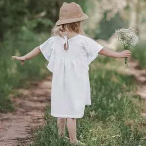 소녀 어린이 귀여운 여름 원피스 유럽 스타일 간단한 프릴 공주 치마 여자 아이 의류 착용