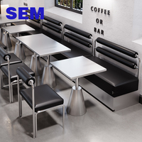 Ensemble de banquettes de restaurant commercial en acier inoxydable durable de style industriel SEM pour cafés et pâtisseries, table, chaise et banc