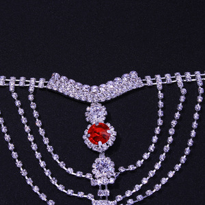 New sexy màu đỏ Rhinestone sữa chuỗi chuỗi cơ thể thiết lập phong cách phụ kiện của phụ nữ - Product Image 4