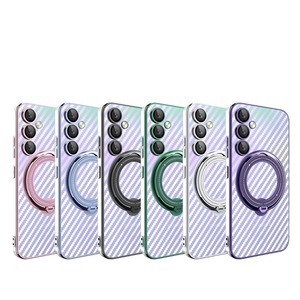 Para SAM <span class=keywords><strong>A53</strong></span> fibra de carbono galvanizado escudo brillante S24 soporte magnético ULTRA funda de teléfono móvil anticaída - Product Image 5