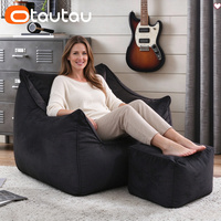 Housse de pouf en velours doux OTAUTAU pour fauteuil d'angle, pouf ottoman SF572 – Sans rembourrage – Veuillez acheter le rembourrage séparément