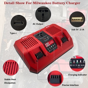 Cargador Rápido de Doble Puerto N14 N18 con Inversor de 110V/220V 220W para Baterías MilWaukes, Compatible con Baterías MilWaukes de 14.4V-18V - Product Image 2