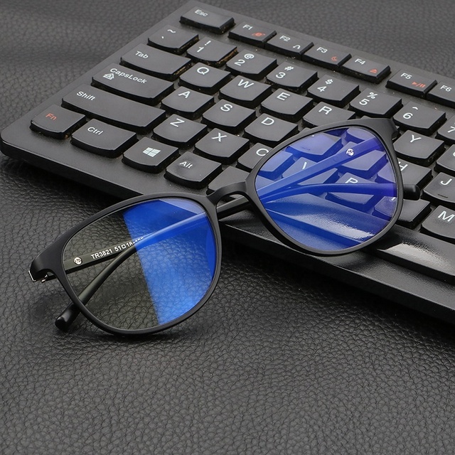 Top Tr90 Anti Blue to Block Light Computer Glasses Mobile Phone Bluelight Blocking Protection Round Eyeglasses for Myopia