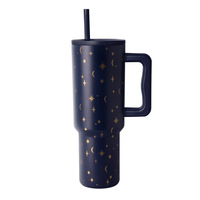 Vaso de 40 oz con asa, impresión 3D creativa, con pajita, libre de BPA, vaso de acero inoxidable de 40 oz, taza de acero inoxidable de 40 oz