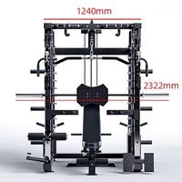 Rack de Squat Professionnel Réglable en Acier pour Salle de Sport à Domicile, Cage de Musculation Multifonctionnelle Pliable Tout-en-un avec Crossover par Câble et Chest Fly