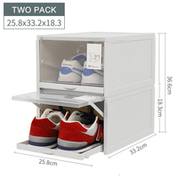 Boîte à chaussures à tiroir coulissant, en plastique transparent, armoire à chaussures, finition empilable, boîtes de rangement à rabat, étagère à chaussures