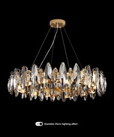Lustres ronds en cristal de luxe modernes Salon Chambre à coucher Suspension LED Luminaires décoratifs d'intérieur Haute CRI 95