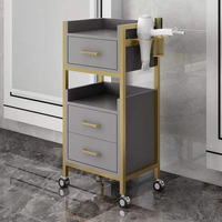 Chariot de coiffure commercial moderne en fer de haute qualité à 4 roues, écologique, durable, stable et facile à déplacer pour salon de beauté et salle de bain