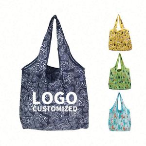 Wholesale Eco Friendly Reusable <b>Folding</b> Grocery Bag Washable Polyester Foldable Tote Shopping Bag - Product Image 1