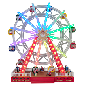 Décorations de Noël LED en forme de grande roue avec fonction rotative, 8 chansons de Noël, adaptateur inclus, en plastique, style classique artificiel - Product Image 1