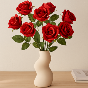 <span class=keywords><strong>Fleurs</strong></span> de Roses <span class=keywords><strong>Artificielles</strong></span> en Gros, Soie Florale Artificielle, Roses Rouges Blanches <span class=keywords><strong>Artificielles</strong></span> <span class=keywords><strong>pour</strong></span> Centre de Table de Mariage et Décoration - Product Image 4