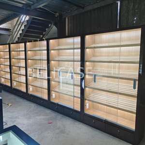 Cave à cigares en cèdre espagnol personnalisée Walk In Led Smoke Shop Présentoir à tabac Vitrine à cigares Vitrine murale pour <span class=keywords><strong>magasin</strong></span> - Product Image 2