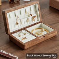 Boîte à bijoux en bois massif, boîte à bijoux en noyer noir, boîte de rangement rétro en bois massif, boîte à perles, boîte cadeau, boîte de rangement pour boucles d'oreilles et colliers