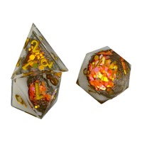 Permainan Papan Peran Kustom Grosir, Permainan Meja Persegi, Dadu RPG Resin, Set Dadu DND 7 Buah, Hitam