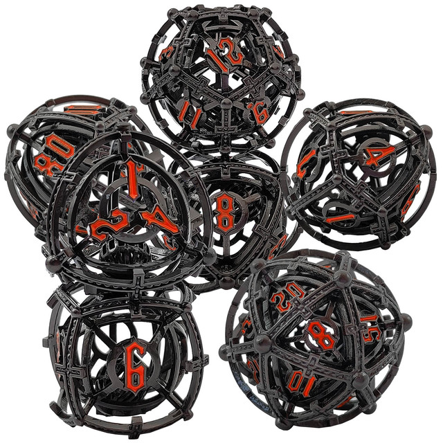 DND Metal Polyhedral Hollow RPG Dice Set Custom Logo D20 & D6 Copper Chess for Dungeons & Dragons Table Game