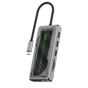 Porta 7 em 1 PD100W Typc C USB 3.2 Gen1 HD 3.5 32Bit/384Khz divisor de áudio para console de jogos de computador doca hub USB para jogos ipad