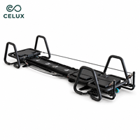 Mini Reformer Pilates Commercial Celux en Aluminium Noir, Machine d'Entraînement de Base Résistante à l'Usure pour Studio de Fitness à Fort Trafic