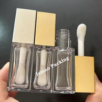 ISMAN Vente en gros de tubes de gloss à lèvres en or rose et argent de 8 ml, grand applicateur, emballage vide pour gloss à lèvres, logo personnalisé, flacon en PET transparent