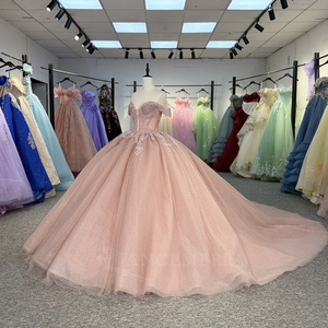 6754 Vestidos de Quinceañera Rosa con Patrón de Encaje Brillante para Mujer - Product Image 2