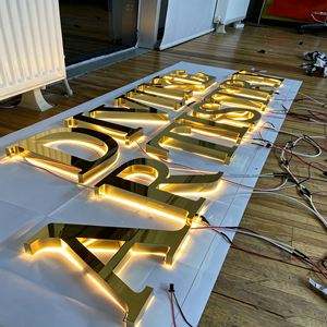 Lettres en acrylique dorées 3D personnalisées, signalétique de magasin à LED blanc chaud, installation facile, enseigne lumineuse - Product Image 2