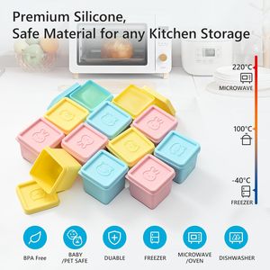 Thực phẩm lưu trữ súp khối Tủ đông khay có nắp đậy lớn Silicone <span class=keywords><strong>Ice</strong></span> <span class=keywords><strong>Cube</strong></span> khay Silicone cá nhân khuôn mẫu có nắp đậy - Product Image 5