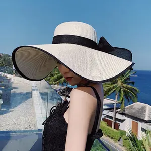 Neue Kollektion Sonnenschutz Sonne Sonnenschein Som brilla übergroße Sombrero de Mujer Playa Neuheit Floppy Strohhut zum Basteln
