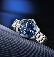 Montre de plongée pour homme en acier inoxydable, résistante à l'eau jusqu'à 300 m, mouvement mécanique, verre, luxe, alarme, calendrier perpétuel, analogique