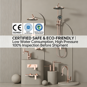 Ensemble de robinetterie de salle de bain et de <span class=keywords><strong>douche</strong></span> de luxe en laiton brossé or rose, prix d'usine, vente en gros - Product Image 2