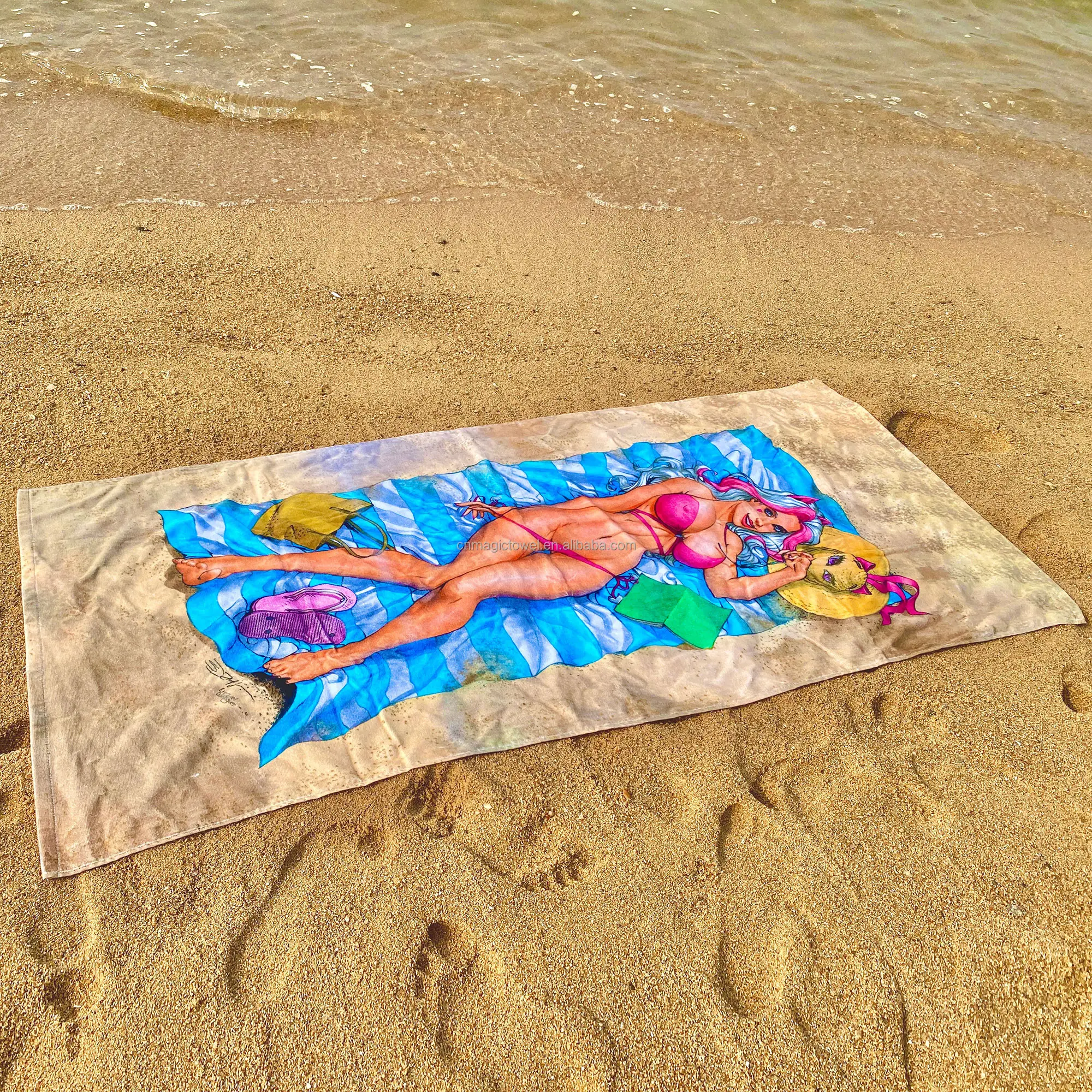 wholesale designer pattern 100% cotton soft sea pool swimming quick dry custom adult printed beach cotton towel