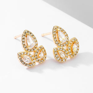 RAKOL EP2817 Boucles d'oreilles en forme de feuille en or 18 carats avec poche en zircone cubique 2025 Derniers modèles pour femmes - Product Image 4